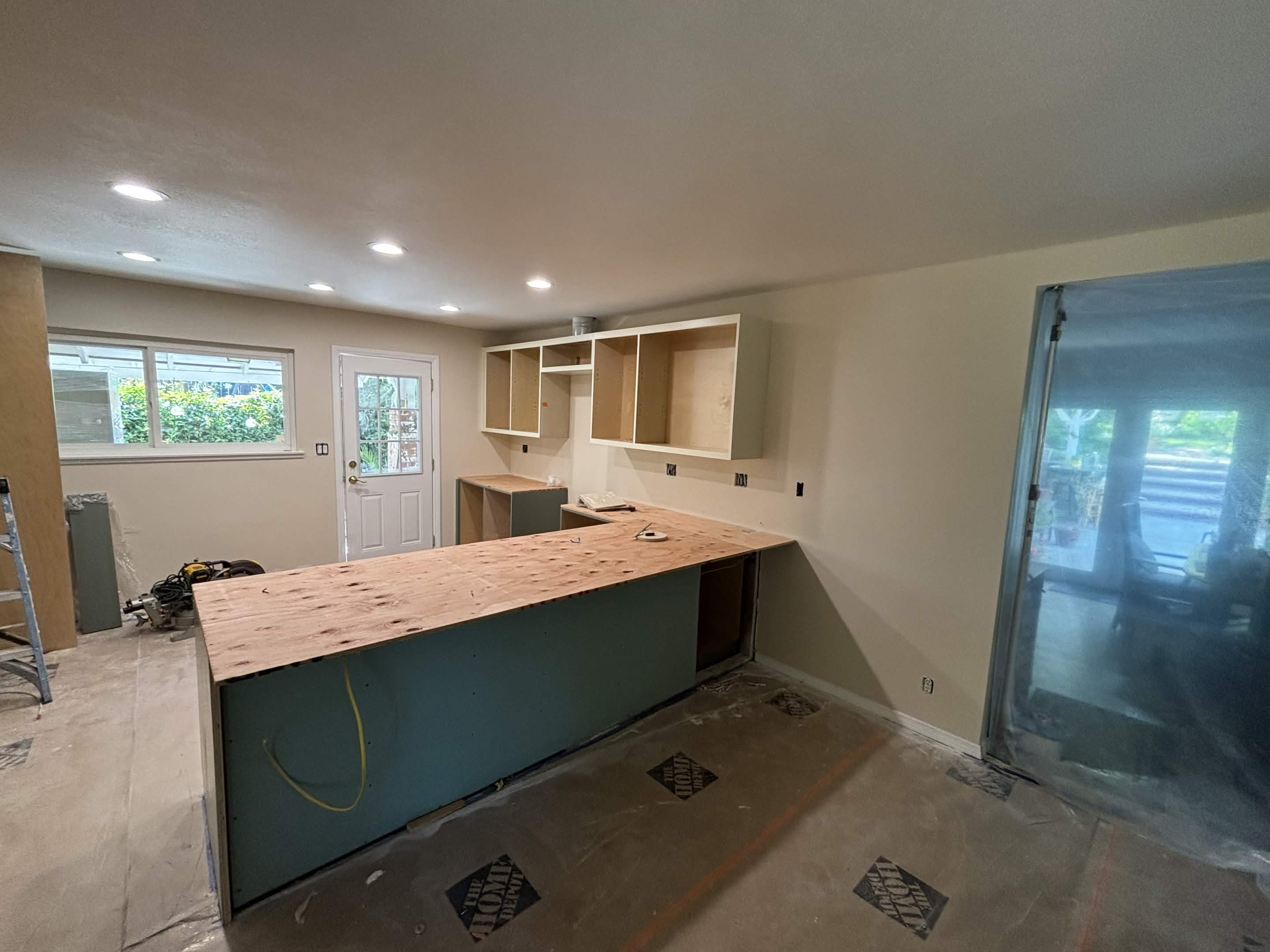 Kitchen island construction in progress
